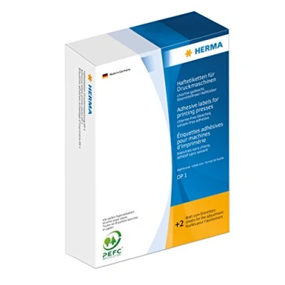 Abbildung von HERMA 2930 Haftetiketten für Druckmaschinen, 5000 Stück, 25 x 40 mm, Blattformat 168 120 DP1, selbstklebend, mit Greifer und Anlagerand, matt, blanko Papier Klebeetiketten Aufkleber, weiß