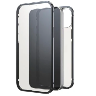 Abbildung von Black Rock Hülle 360 Grad Glass Case Passend für Apple iPhone 13 Mini I Handyhülle, Magnet Verschluss, Durchsichtig, Cover (Transparent mit schwarzem Rahmen)