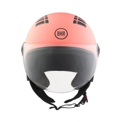 Abbildung von BHR Helm Demi Jet 834 FLOW Sommer Rollerhelm Homologiert ECE 22.06 mit 16 Belüftungslöchern Vespa Kratzfestem Visier und Mikrometrischer Auslösung Matt Koralle XS