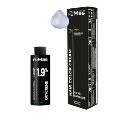 Abbildung von Femmas Haarfarbe Set Neutral I Hair Color Cream 100ml + Oxycreme 1,9% Permanente Haar Coloration Entwickler Schonend &amp; langanhaltend Salon für Zuhause