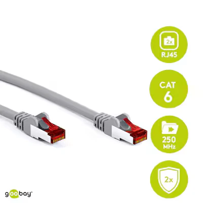 Abbildung von Goobay CAT 6 Patchkabel, S/FTP (PiMF), Grau 15m LSZH halogenfrei, Kupfer