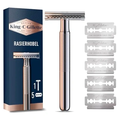 Abbildung von King C. Gillette Rasierhobel Herren, Rasierer + 5 Rasierklingen