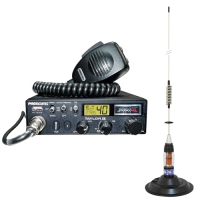 Abbildung von Kit Radio CB President Taylor IV ASC + Antenne PNI ML70, Länge 70 cm, 26 30 MHz, 200 W