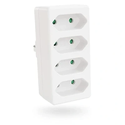 Abbildung von greate 4fach Steckdose für Eurostecker bis max. 2300W Steckdosenadapter Stecker, ohne Kabel, Mehrfachsteckdose Kabel 4fach, Mehrfachstecker, Verteiler