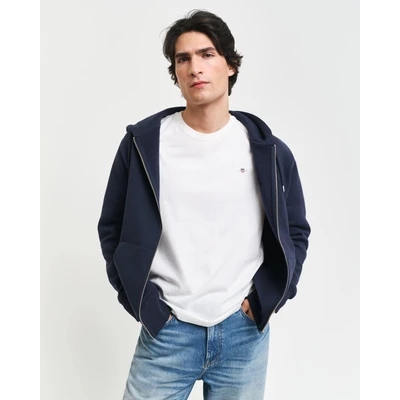 Abbildung von GANT Embossed ZIP Sweatjacke, Herren, Größe: Large, Evening blue