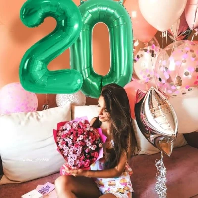 Abbildung von 20 Geburtstag Deko zahlen luftballon jahre Folienballon Grün für 20. Geburtstagsdeko Männer Frauen Ballon Zahl zum fliegt mit Helium 20.Geburtstagsparty 40&quot; 101cm