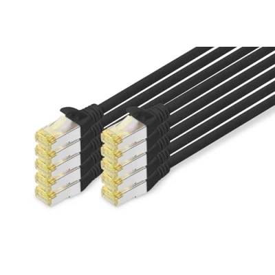 Abbildung von DIGITUS LAN Kabel Cat 6A 3m 10 Stück RJ45 Netzwerkkabel S/FTP Geschirmt Kompatibel zu 6 &amp; 7 Schwarz