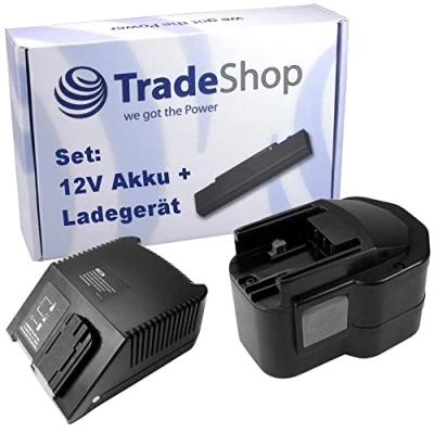 Abbildung von 2in1 Angebot im Set: Schnellladegerät + NI MH 12V 3300mAh Akku kompatibel mit AEG Milwaukee 4932367904 4932373522 4932376508 49 24 0150 PBS3000 BF12 System B12 BX12 BXS12 BXL12