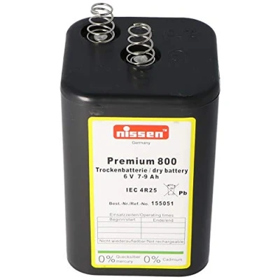 Abbildung von Nissen Premium 800 4R25 Batterie 6 Volt max. 9000mAh Kapazität, Trockenbatterie ohne Quecksilber und Cadmium