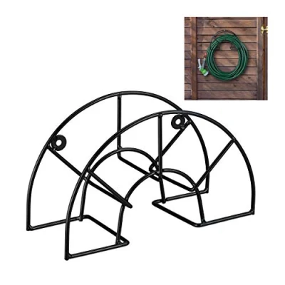 Abbildung von Relaxdays Schlauchhalter, für 45 m 5/8&quot; Schlauch, Schlauchaufhängung Wand, Stahl, runder Gartenschlauchhalter, schwarz, 18.5 x 30.5 12.5 cm