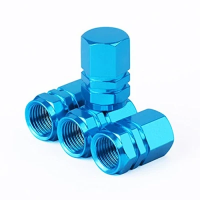 Abbildung von RAILONCH Auto Reifen Ventilkappen Aluminiumlegierung Universal Rad Staubschutzkappen für Staubdicht Kappe Radschaft Luft Ventilkappe, 4Stück (Hexagon Himmelblau)