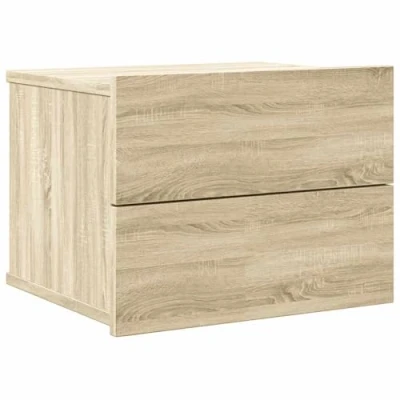 Abbildung von vidaXL Nachttisch 2 Schubladen Hängend Schwebend Nachtschrank Nachtkommode Nachtkonsole Wandschublade Wandregal Sonoma Eiche 40x30x30cm Holzwerkstoff
