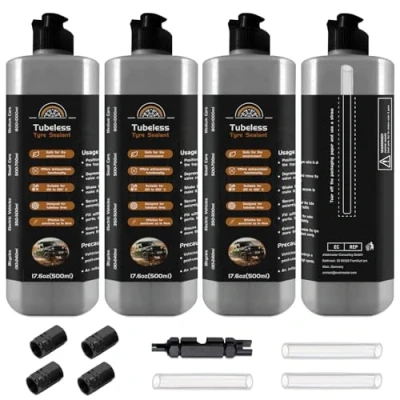 Abbildung von 2000ML Dichtmittel für schlauchlose Reifen, Dichtmittelset zur Reparatur von Pannenreifen mit Ventilkernschlüssel und Reifenkappe, Reifenlecks schnellen Behebung Reifenpannen