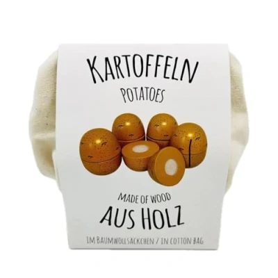 Abbildung von Tanner Spiellebensmittel Holzkartoffeln zum Schneiden im schönen Baumwollsäckchen