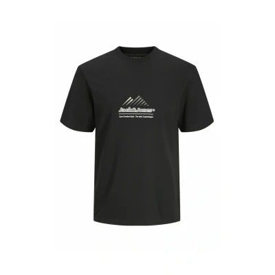 Abbildung von Jack &amp; Jones LOGO Rundhalsausschnitt Tshirt print, Herren, Größe: Medium, Black