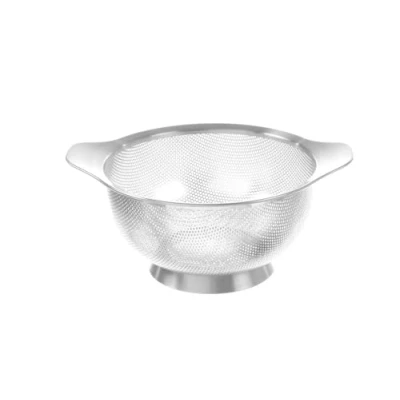 Abbildung von HENDI Gemüsesieb, perforiert, mit Untersatz und 2 griffen, Sieb, Nudelsieb, Küchensieb, ø220x(H)110mm, Edelstahl