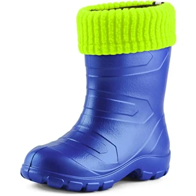 Abbildung von Ladeheid Kinder Mädchen Jungen federleichte Eva Thermo Gummistiefel gefüttert LA845KIDS (Blau2727c/Gelb, 25 EU)