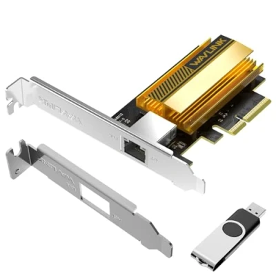 Abbildung von WAVLINK 10G Base T PCIe Netzwerkkarte, 10000/5000/2500Mbps PCI Express Ethernet Adapter mit AQC113 Controller, NIC für Windows 11/10 &amp; Linux Low Profile Halterung