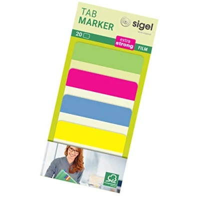 Abbildung von SIGEL HN204 Tab Marker, extra starke Haftmarker, 50 x 38 mm, 20 Streifen