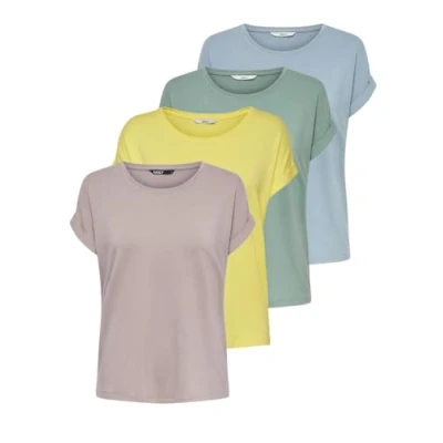 Abbildung von ONLY Damen ONLMOSTER 4 Pack S/S TOP (Popcorn, Chinois Green, Dusty Blue, Ethera), XL