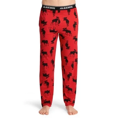Abbildung von Hatley Herren Jersey Pajama Pants Pyjamaunterteil, Elch auf Rot, XL EU
