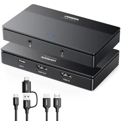 Abbildung von UGREEN 4K Video Capture Card, HDMI auf USB Type C Grabber 1080P 60fps für Gaming Live Streaming Recorder, kompatibel mit Switch PS5 PS4 Xbox iPad DSLR Camera MacBook Laptop PC Phone