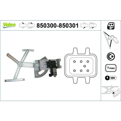 Abbildung von Valeo Fensterheber vorne links elektrisch mit Elektromotor Komfortfunktion 850300 OPEL: Astra G Coupe, Limousine, CC