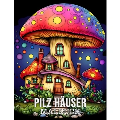 Abbildung von Malbuch für Erwachsene Pilz Häuser: 50 Einzigartige Pilzhäuser Muster Stressabbau und Entspannung