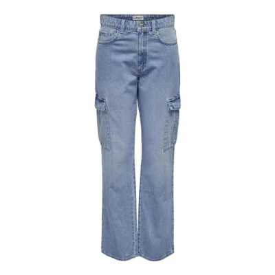 Abbildung von ONLY Onlriley Cargo Jeans Straight Leg, Damen, Größe: 27x30, Light blue denim