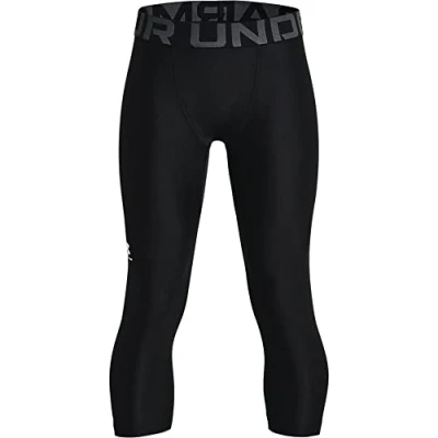 Abbildung von Under Armour Jungen HeatGear 3/4 Leggings, Schwarz / Weiß (001), LG