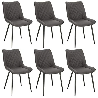 Abbildung von WOLTU Esszimmerstühle 6er Set, Küchenstühle, Wohnzimmerstühle, Polsterstühle mit Rückenlehne, für Esszimmer, Küche, Wohnzimmer, Büro, Sitzfläche aus Stoffbezug, Metallbeine, Dunkelgrau BH248dgr 6