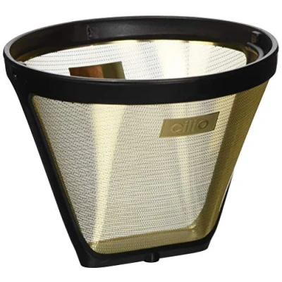 Abbildung von cilio Gold Kaffeefilter Größe 2 Höhe: 8 cm, Ø: 10,5 cm 24 Karat vergoldet für Kaffeemaschinen geeignet wiederverwendbare Permanentfilter Dauerkaffeefilter