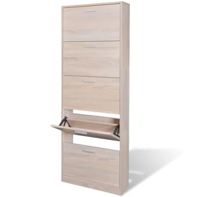 Abbildung von vidaXL Schuhschrank mit 5 Schuhkipper Holz Eichen Optik