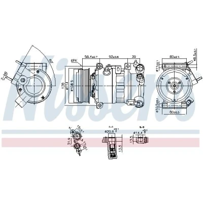 Abbildung von NISSENS 890599 Kompressor PXC14 12 PAG 46 YF R 134a TOYOTA: Proace II Verso, OPEL: Grandland X, CITROËN: Jumpy III Kastenwagen