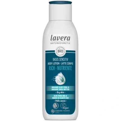 Abbildung von lavera basis sensitiv Body Lotion Rich Naturkosmetik vegan Bio Aloe Vera &amp; Sheabutter zertifiziert 250ml