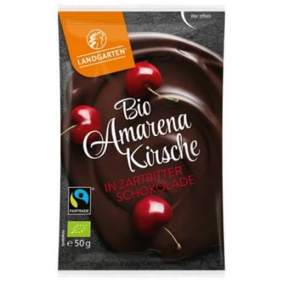 Abbildung von Landgarten Vegane Bio Amarenakirsche in Zartbitter Schokolade 1er Pack (50g)