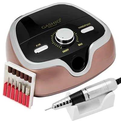Abbildung von GASHIO® Nagelfräser Für Gelnägel 65W Professional Elektrische Nagelfeile 35,000 U/MIN Mit Einem Satz Ausstecher und Fußpedal Maniküre Pediküre Komplettes Set Nail Drill