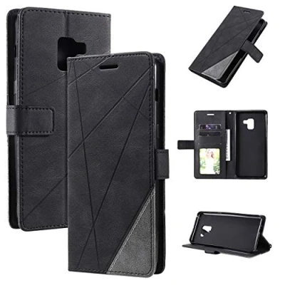 Abbildung von QiongniAN Hülle für Samsung Galaxy A6+ Leder,Hülle SM A605F/DS A6 Plus 2018 / A605G/DS A605FN/DS A605FN A605F A605G Klapphülle Handytasche Case Black