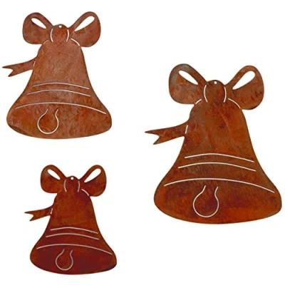 Abbildung von Rostikal Weihnachten Deko Glocke Set Fensterdeko hängend Weihnachtsdeko Metall Rost Gartendeko