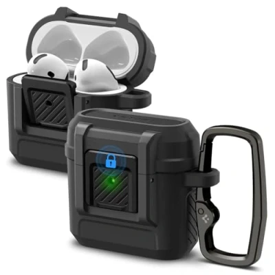 Abbildung von Spigen Lock Fit Hülle Case kompatibel mit AirPods 4 (2024) Matt Schwarz