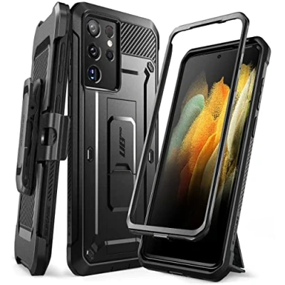 Abbildung von SUPCASE Schutzhülle für Samsung Galaxy S21 Ultra 5G, mit Ständer + Gürtelclip, ohne Displayschutzfolie [Unicorn Beetle Pro], robuster Schutz, stoßfest, Schwarz