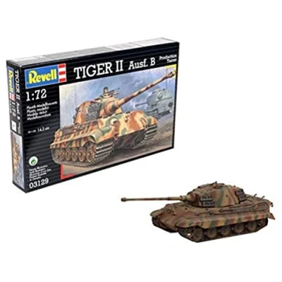Abbildung von Revell Modellbausatz Panzer 1:72 Tiger II Ausf. B im Maßstab 1:72, Level 4, originalgetreue Nachbildung mit vielen Details, 03129
