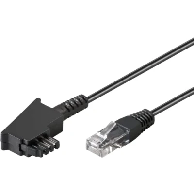 Abbildung von goobay 71811 Routerkabel, Telefonkabel, Anschlusskabel für DSL/ADSL/VDSL, TAE F Stecker auf RJ45 (8P2C), schwarz, 0,5 Meter