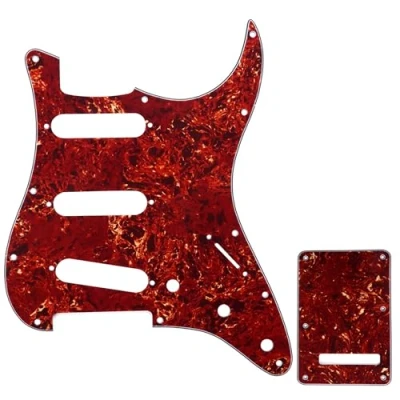Abbildung von Musiclily SSS Strat Schlagbrett Pickguard und Tremoloabdeckung Back Plate Set für Fender American/Mexican Standard Stratocaster Modern Style E Gitarre,4 lagig Vintage Tortoise