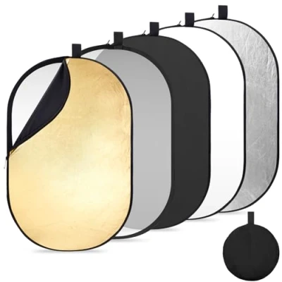 Abbildung von K&amp;F Concept 5 in1 Fotografie Licht Reflector 60x90cm Oval Reflektor Faltreflektor für Portrait Foto Selfie Hochzeitsfotografie Außenbeleuchtung mit Tragetasche