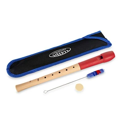 Abbildung von Classic Cantabile Pivella C Sopran Blockflöte aus Ahornholz mit Kopf Kunststoff, dadurch ideal für Einsteiger Barocke Griffweise Inkl. Etui, Grifftabelle, Wischerstab und Korkfett Rot