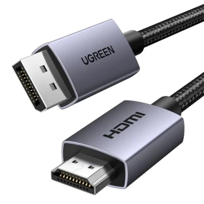 Abbildung von UGREEN 4K@30Hz DP zu HDMI Kabel, Uni Directional Übertragung, Aluminium Bandgeflecht, Displayport Kabel für Gaming auf Multi Bildschirm Kompatibel mit Monitor, Projektor, HDTV, Laptop（2M）