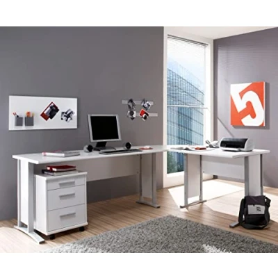 Abbildung von moebel dich auf Winkelschreibtisch Office LINE inkl. Rollcontainer Bürotisch 220/170 x 72 70 cm in 3 Farben (weiß)