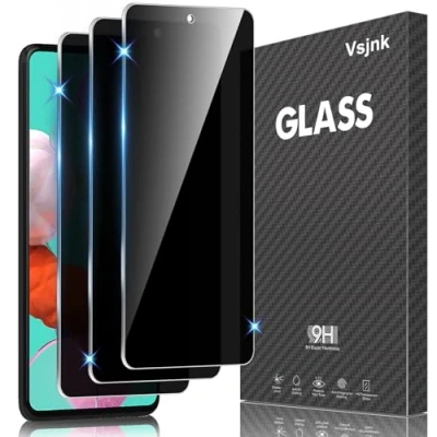 Abbildung von Vsjnk Anti Spähen Sichtschutz für Samsung Galaxy A51 mit 3 Stück Privatsphäre Tempered Glass Folie 9H Panzer Schutz Glas HD Displayschutzfolie,kompatible