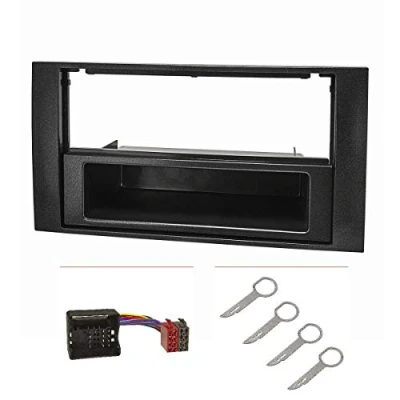 Abbildung von tomzz Audio 2415 041 Radioblende Set kompatibel mit Ford Focus 2 Fiesta C Max S Galaxy Mondeo Kuga Transit schwarz Quadlockadapter ISO Entriegelungsbügel